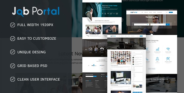 Job Portal Website PSD Template