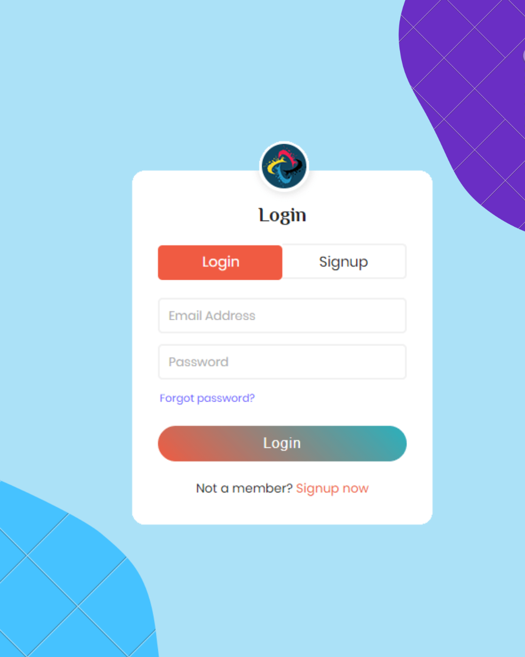 Login and Register page
